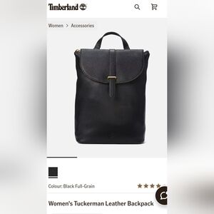 Timberland Black Full-Grain Leather Backpack